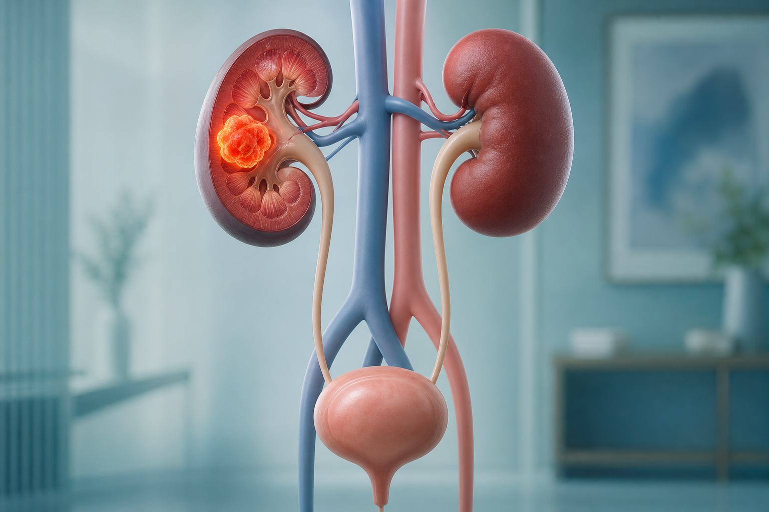 Cancer of Kidneys: Signs and Symptoms - anatomical illustration